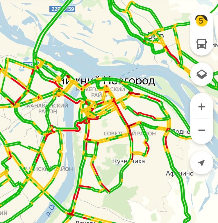 Карта нижнего новгорода пробки на дорогах онлайн в реальном